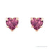 Sapphire Row Natural Gemstone Heart Stud Earrings - Pink Tourmaline, 14K Rose Gold (view 2)