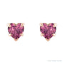 Sapphire Row Natural Gemstone Heart Stud Earrings - Pink Tourmaline, 14K Rose Gold (view 2)