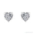Sapphire Row Natural Gemstone Heart Stud Earrings - White Sapphire, 14K White Gold (view 2)