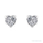 Sapphire Row Natural Gemstone Heart Stud Earrings - White Sapphire, 14K White Gold (view 2)
