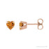 Sapphire Row Natural Gemstone Heart Stud Earrings - Citrine, 14K Rose Gold