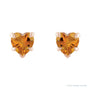 Sapphire Row Natural Gemstone Heart Stud Earrings - Citrine, 14K Rose Gold (view 2)