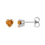 Sapphire Row Natural Gemstone Heart Stud Earrings - Citrine, Platinum