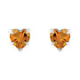 Sapphire Row Natural Gemstone Heart Stud Earrings - Citrine, Platinum (view 2)