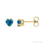 Sapphire Row Natural Gemstone Heart Stud Earrings - London Blue Topaz, 14K Yellow Gold
