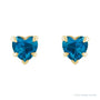 Sapphire Row Natural Gemstone Heart Stud Earrings - London Blue Topaz, 14K Yellow Gold (view 2)