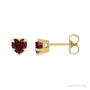 Sapphire Row Natural Gemstone Heart Stud Earrings - Mozambique Garnet, 14K Yellow Gold