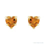 Sapphire Row Natural Gemstone Heart Stud Earrings - Citrine, 14K Yellow Gold (view 2)