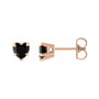Sapphire Row Natural Gemstone Heart Stud Earrings - Black Onyx, 14K Rose Gold