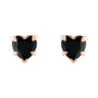 Sapphire Row Natural Gemstone Heart Stud Earrings - Black Onyx, 14K Rose Gold (view 2)