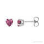Sapphire Row Natural Gemstone Heart Stud Earrings - Pink Tourmaline, Platinum