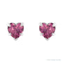Sapphire Row Natural Gemstone Heart Stud Earrings - Pink Tourmaline, Platinum (view 2)