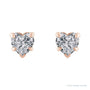 Sapphire Row Natural Gemstone Heart Stud Earrings - White Sapphire, 14K Rose Gold (view 2)