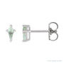 Sapphire Row Lab-Grown Gemstone Kite Stud Earrings - Green Sapphire, Platinum, 2.25 mm