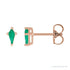 Sapphire Row Lab-Grown Gemstone Kite Stud Earrings - Emerald, 14K Rose Gold