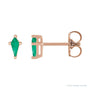 Sapphire Row Lab-Grown Gemstone Kite Stud Earrings - Emerald, 14K Rose Gold
