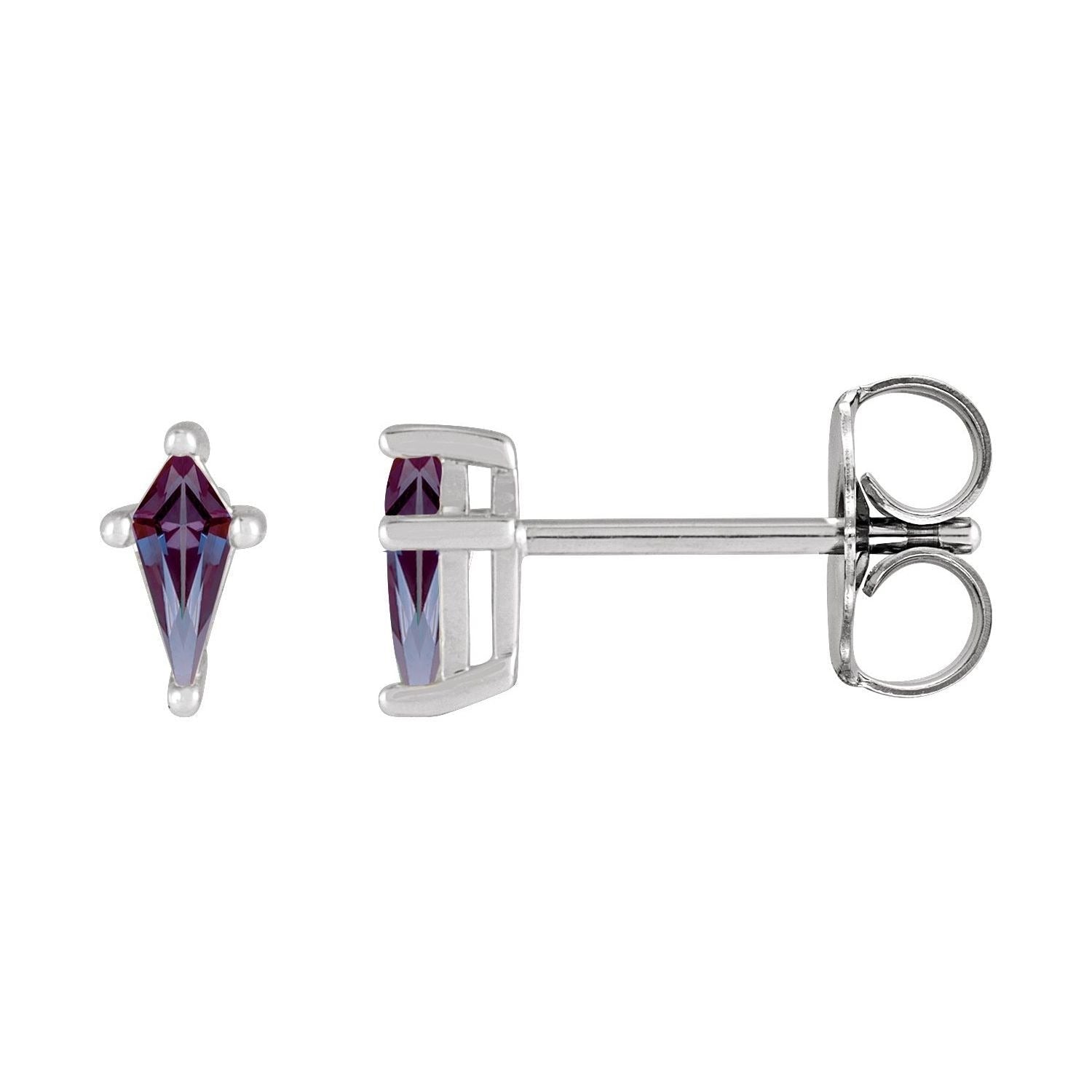 Sapphire Row Lab-Grown Gemstone Kite Stud Earrings - Alexandrite, 14K White Gold