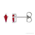 Sapphire Row Lab-Grown Gemstone Kite Stud Earrings - Ruby, 14K White Gold