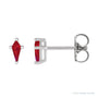 Sapphire Row Lab-Grown Gemstone Kite Stud Earrings - Ruby, 14K White Gold