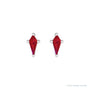 Sapphire Row Lab-Grown Gemstone Kite Stud Earrings - Ruby, Platinum (view 2)