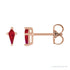 Sapphire Row Lab-Grown Gemstone Kite Stud Earrings - Ruby, 14K Rose Gold
