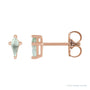 Sapphire Row Lab-Grown Gemstone Kite Stud Earrings - Green Sapphire, 14K Rose Gold, 2.25 mm
