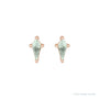 Sapphire Row Lab-Grown Gemstone Kite Stud Earrings - Green Sapphire, 14K Rose Gold, 2.25 mm (view 2)