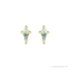 Sapphire Row Lab-Grown Gemstone Kite Stud Earrings - Green Sapphire, 14K Yellow Gold, 2.25 mm (view 2)