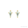 Sapphire Row Lab-Grown Gemstone Kite Stud Earrings - Green Sapphire, 14K Yellow Gold, 2.25 mm (view 2)
