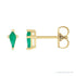 Sapphire Row Lab-Grown Gemstone Kite Stud Earrings - Emerald, 14K Yellow Gold