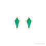 Sapphire Row Lab-Grown Gemstone Kite Stud Earrings - Emerald, 14K Yellow Gold (view 2)