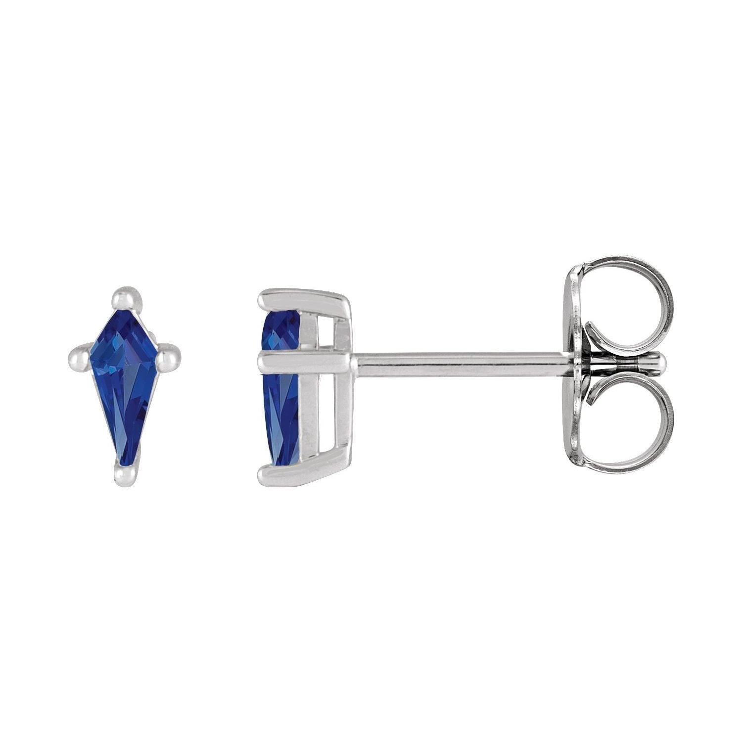 Sapphire Row Lab-Grown Gemstone Kite Stud Earrings - Blue Sapphire, 14K White Gold