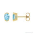 Sapphire Row Natural Gemstone Half-Bezel Oval Stud Earrings - Sky Blue Topaz, 14K Yellow Gold