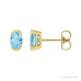 Sapphire Row Natural Gemstone Half-Bezel Oval Stud Earrings - Sky Blue Topaz, 14K Yellow Gold