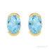 Sapphire Row Natural Gemstone Half-Bezel Oval Stud Earrings - Sky Blue Topaz, 14K Yellow Gold (view 2)