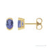Sapphire Row Natural Gemstone Half-Bezel Oval Stud Earrings - Tanzanite, 14K Yellow Gold