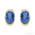 Sapphire Row Natural Gemstone Half-Bezel Oval Stud Earrings - Tanzanite, 14K Yellow Gold (view 2)