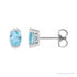 Sapphire Row Natural Gemstone Half-Bezel Oval Stud Earrings - Sky Blue Topaz, Platinum