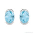 Sapphire Row Natural Gemstone Half-Bezel Oval Stud Earrings - Sky Blue Topaz, Platinum (view 2)