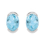 Sapphire Row Natural Gemstone Half-Bezel Oval Stud Earrings - Sky Blue Topaz, Platinum (view 2)