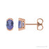 Sapphire Row Natural Gemstone Half-Bezel Oval Stud Earrings - Tanzanite, 14K Rose Gold