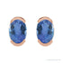 Sapphire Row Natural Gemstone Half-Bezel Oval Stud Earrings - Tanzanite, 14K Rose Gold (view 2)