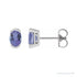 Sapphire Row Natural Gemstone Half-Bezel Oval Stud Earrings - Tanzanite, Platinum