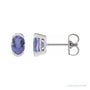 Sapphire Row Natural Gemstone Half-Bezel Oval Stud Earrings - Tanzanite, 14K White Gold