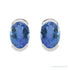Sapphire Row Natural Gemstone Half-Bezel Oval Stud Earrings - Tanzanite, 14K White Gold (view 2)