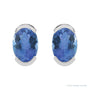 Sapphire Row Natural Gemstone Half-Bezel Oval Stud Earrings - Tanzanite, 14K White Gold (view 2)