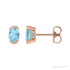 Sapphire Row Natural Gemstone Half-Bezel Oval Stud Earrings - Sky Blue Topaz, 14K Rose Gold
