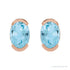 Sapphire Row Natural Gemstone Half-Bezel Oval Stud Earrings - Sky Blue Topaz, 14K Rose Gold (view 2)