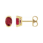 Sapphire Row Lab-Grown Gemstone Half-Bezel Oval Stud Earrings - Ruby, 14K Yellow Gold