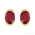 Sapphire Row Lab-Grown Gemstone Half-Bezel Oval Stud Earrings - Ruby, 14K Yellow Gold (view 2)